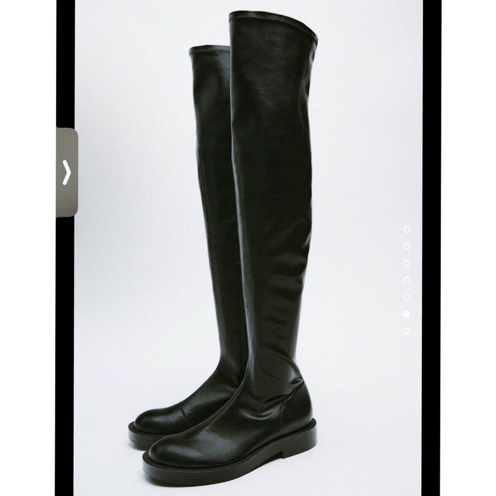 NWT Zara Flat Over the Knee Black Boots - Picture 6 of 11
